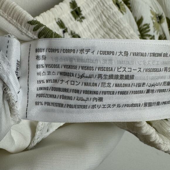 Abercrombie & Fitch Top Womens S Floral Puff Sleeve Crop Green White Crinkle - Picture 11 of 16